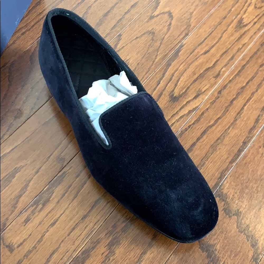 Brooks Brothers Velvet Slippers Black New